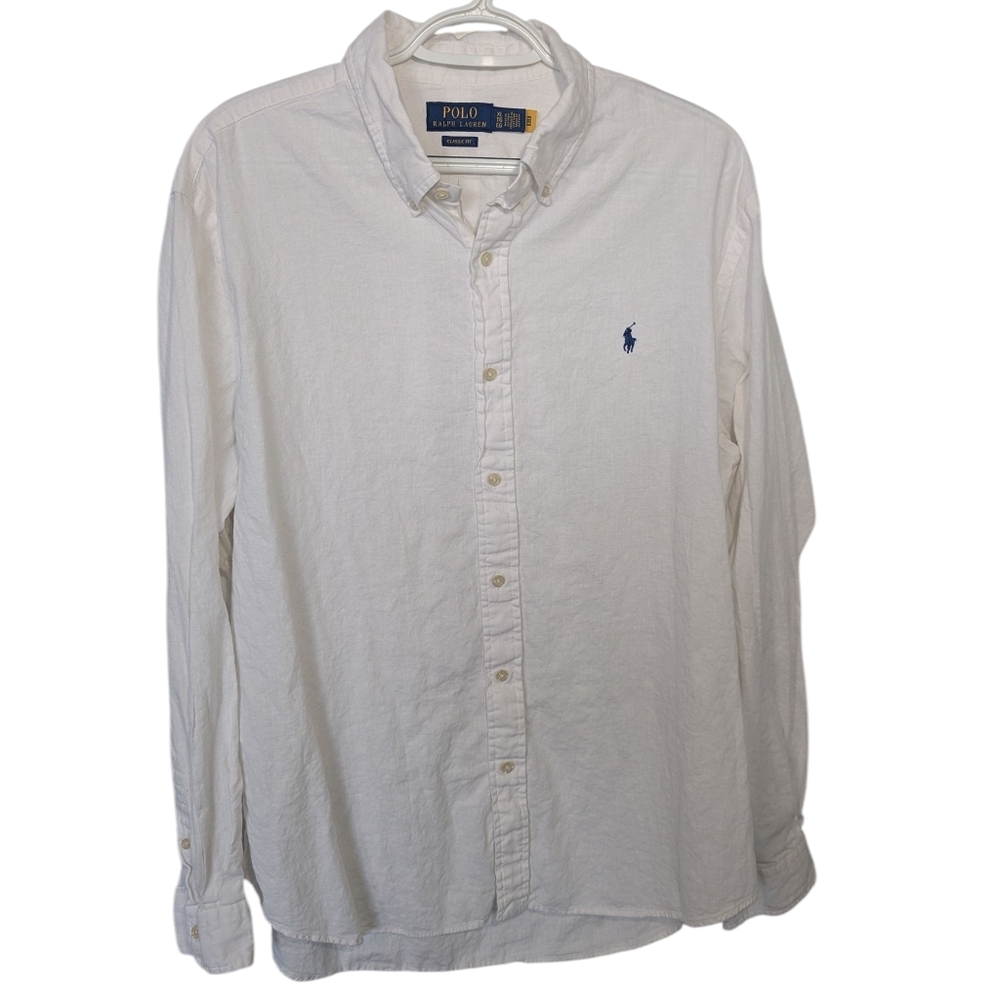Polo Cotton And Linen long Sleeve Button Down